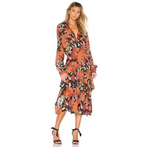 Revolve DODO BAR OR Natasha Dress Genia Floral Retro Print Size 46 US Size 10